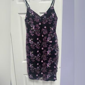 Lulu’s black lace & sequin floral mini dress
